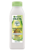 Botella de acondicionador Garnier Fructis Hair Food con aguacate, envase verde.
