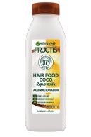 Botella de acondicionador Garnier Fructis Hair Food con coco, envase blanco