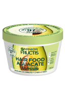 Tarro de mascarilla capilar Garnier Fructis Hair Food con aguacate, tapa verde.