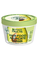 Tarro de mascarilla capilar Garnier Fructis Hair Food con aguacate, tapa verde.
