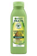 Botella de champú Garnier Fructis Hair Food con extracto de aguacate, envase verde